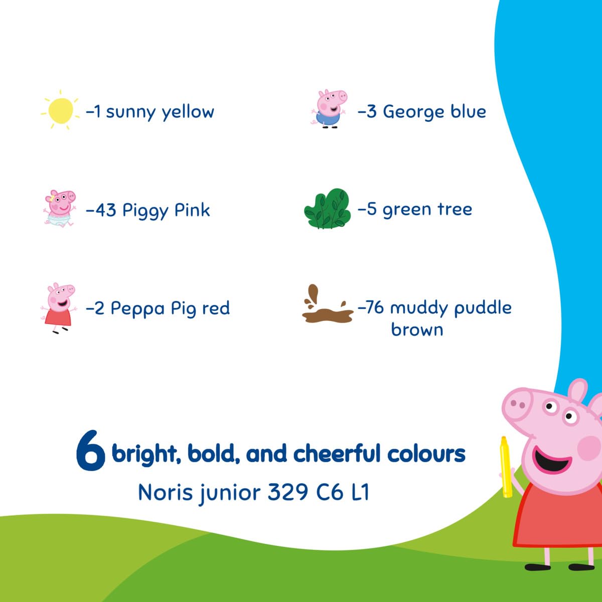 STAEDTLER Peppa Pig Noris Junior Jumbo Felt-Tip Pens for Toddlers | Pack of 6 | Multicolor 5