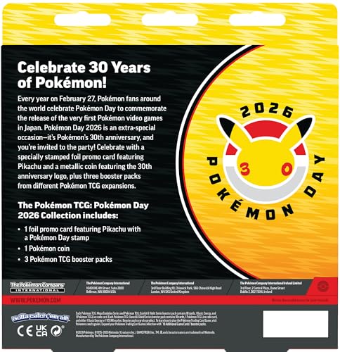 Pokémon TCG: Pokémon Day 2026 Collection - Pikachu Promo, Coin, & 3 Bo