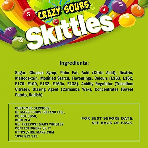 Skittles - Crazy Sours Sweets Pouch 136g 3