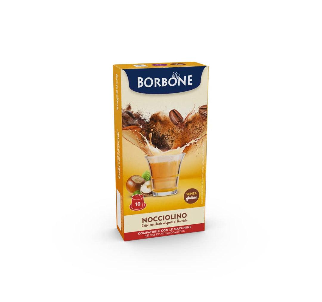 Caffè Borbone Nocciolino - Hazelnut Flavored Cappuccino - 60 Capsules (6 Packs of 10) - Compatible with Nespresso® Domestic Machines
