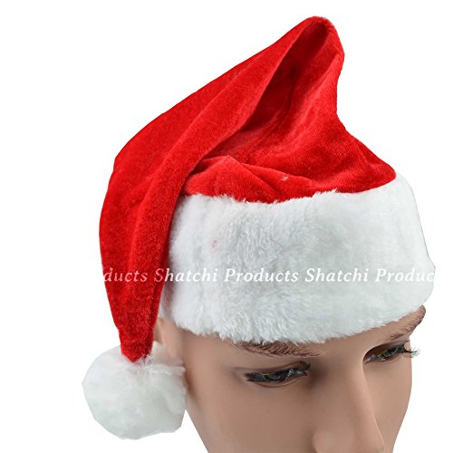 SHATCHI Deluxe Christmas Santa Hat - Red/White, Adult Festive Costume Headwear 3