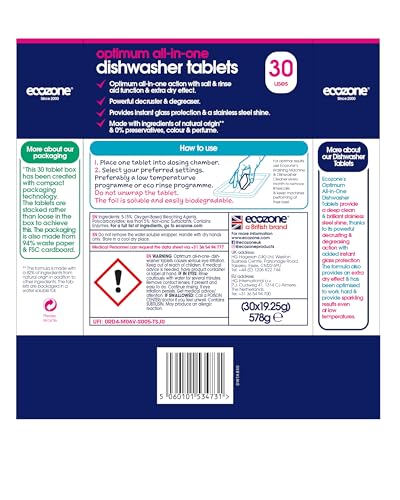 Ecozone Optimum All In One Dishwasher Tablets 30 Pack