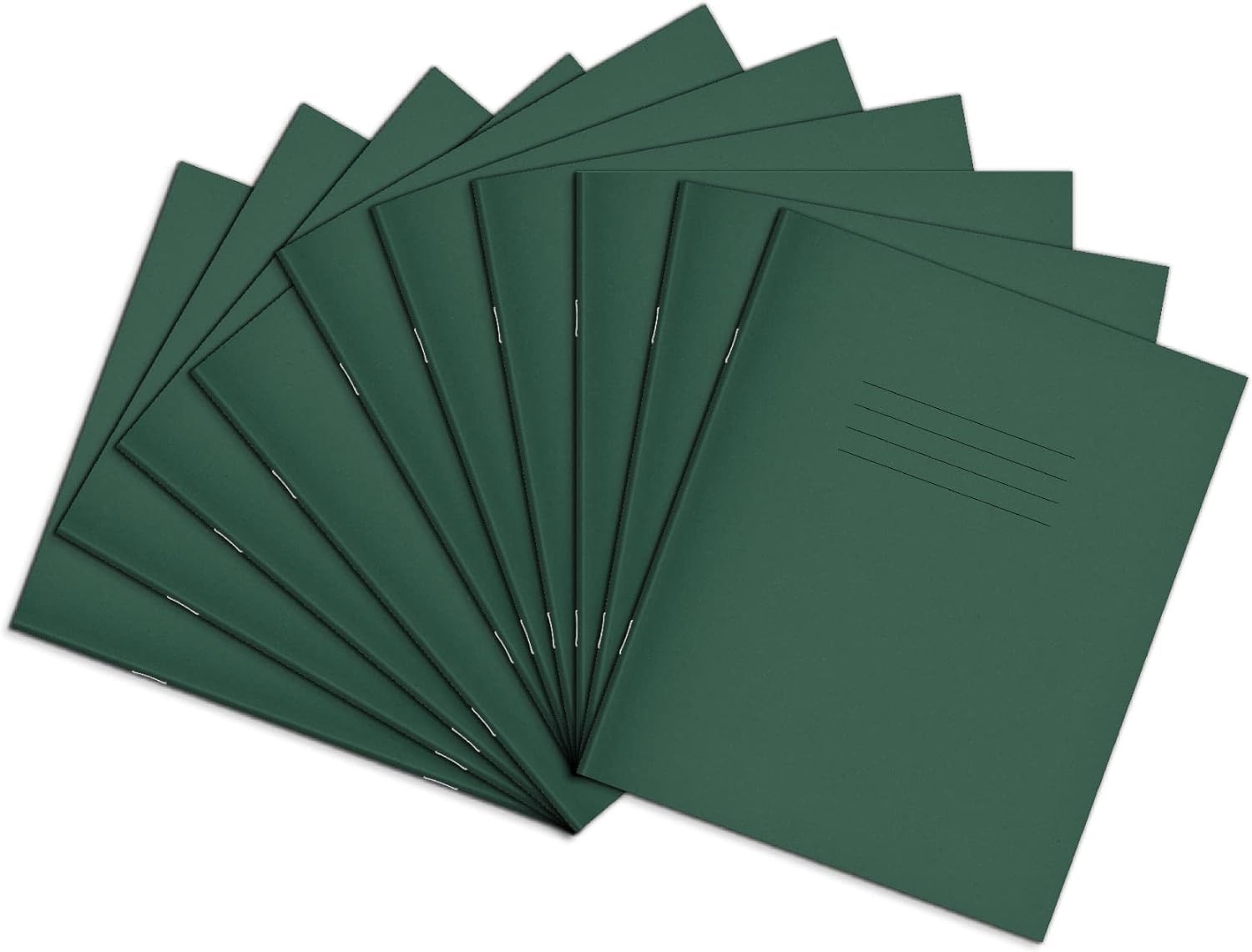 Rhino 8 x 6.5 Exercise Books - 48-Page, 10mm Squared Paper, Dark Green Cover | 10-Pack