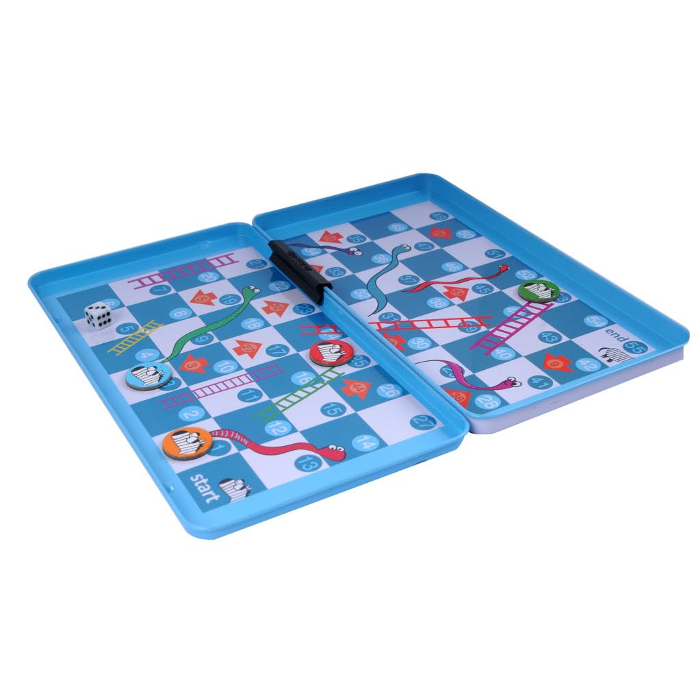The Purple Cow Snakes and Ladders Magnetic Travel Game in Purple Tin