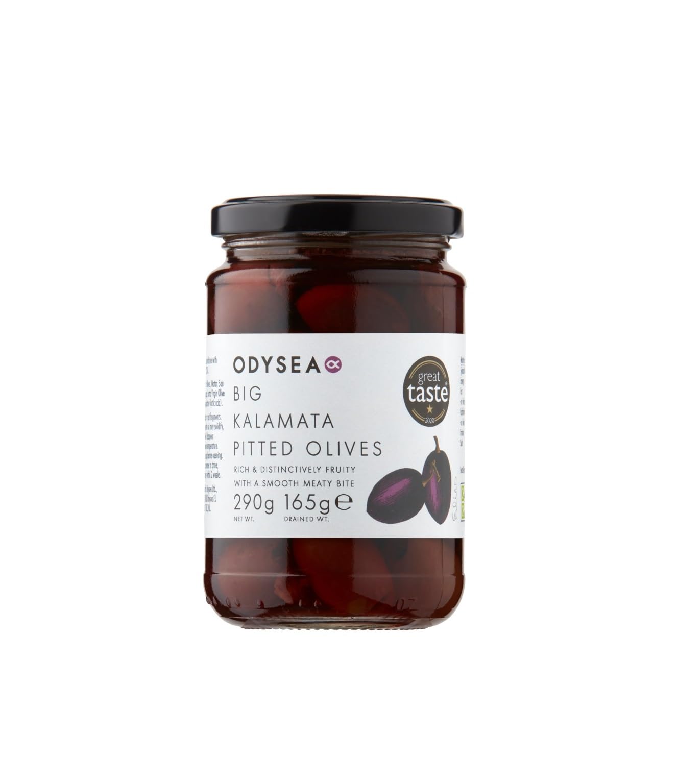 Odysea Pitted Kalamata Olives in Brine with EVOO | 290 g Glass Jar 1