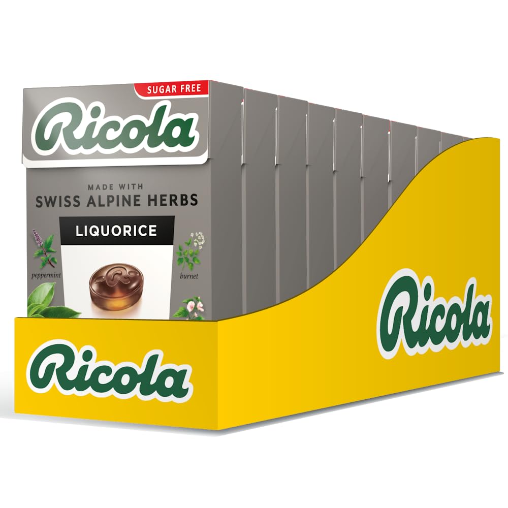 Ricola Liquorice Sugar Free Swiss Herbal Sweets Box | 20 Count | 45g Each