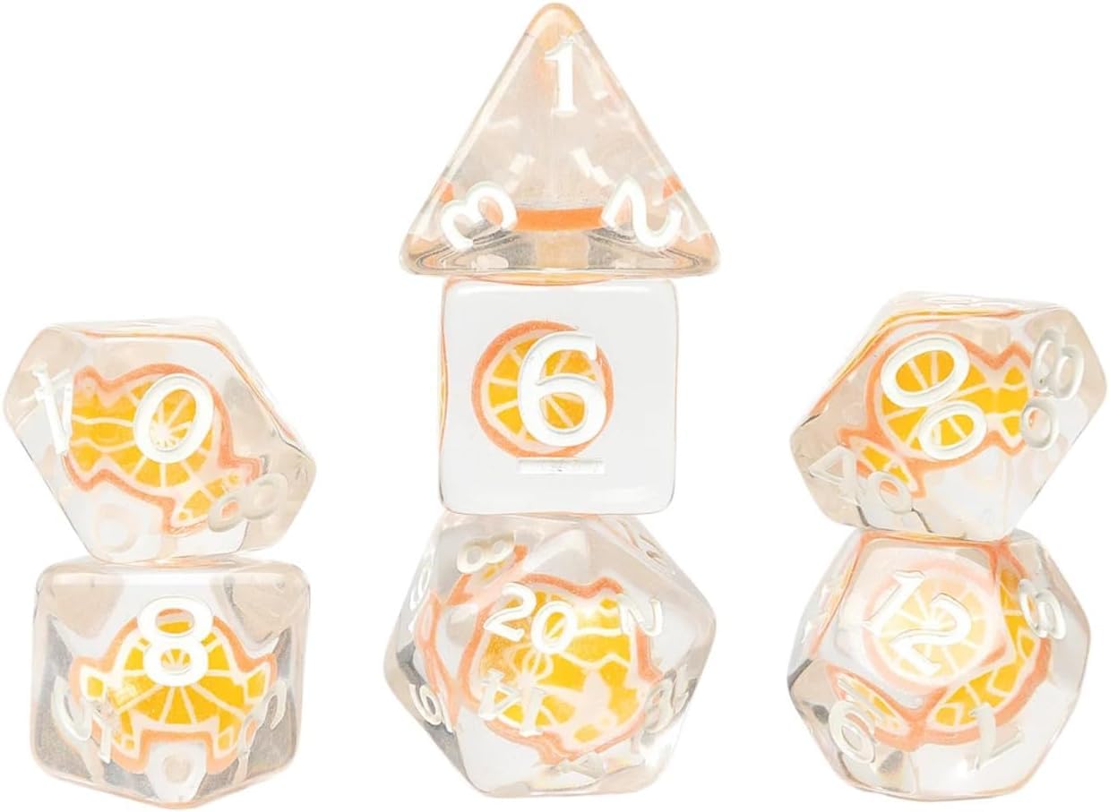 Sirius Dice Fruit Slice Dice Set - 7-Piece Plastic Set | Orange Color | Adult Target Audience 1