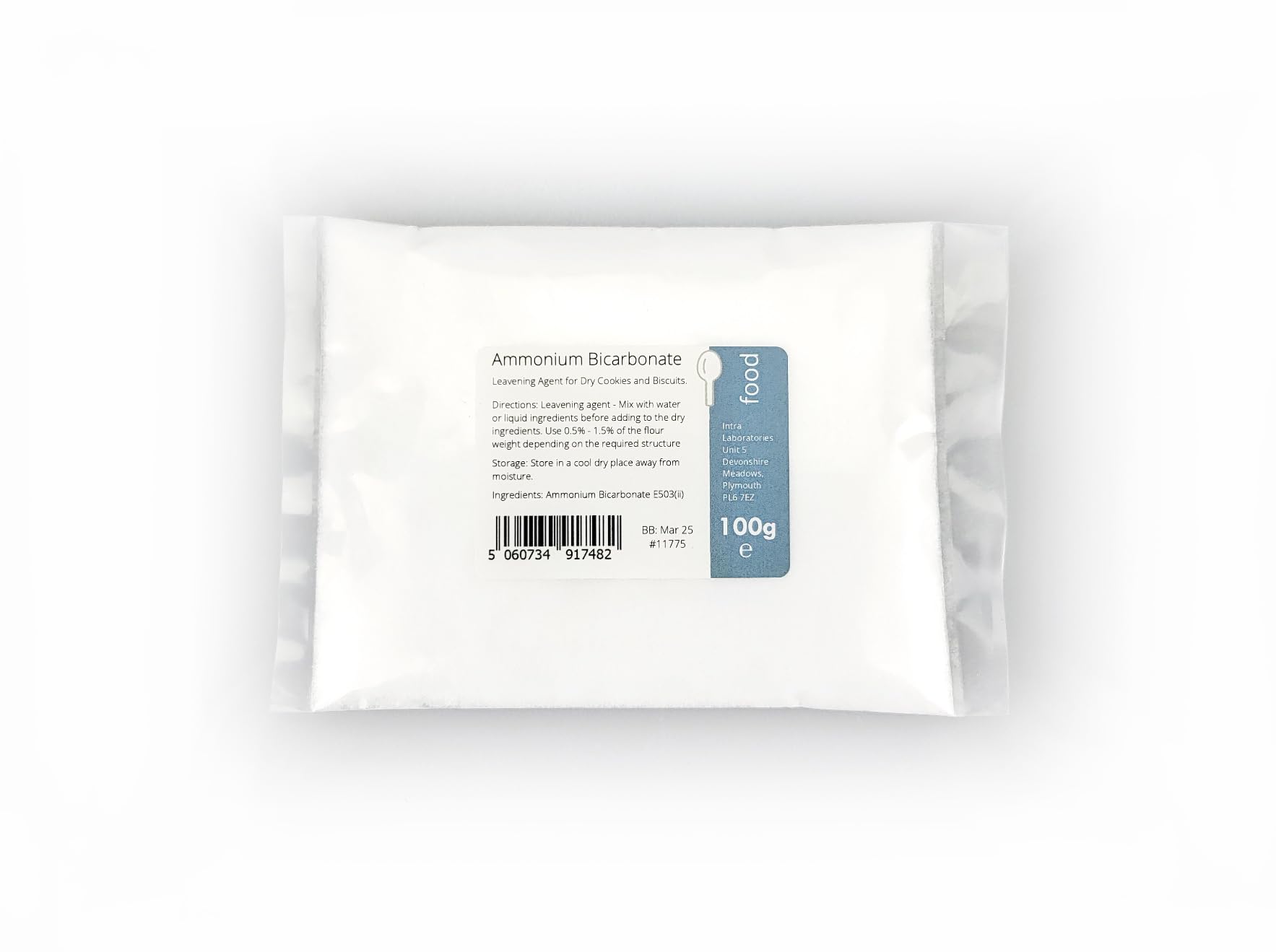 Intralabs Ammonium Bicarbonate 100g - Food Grade Leavening Agent E503 1