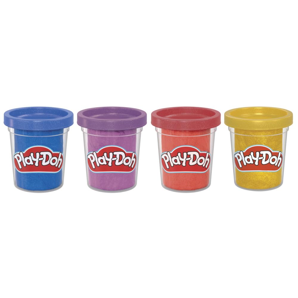 Play-Doh Shimmer Clay 4-Pack - Metallic Compound Tubs (Dark Blue, Red, Purple, Gold) | Ages 2+ 2