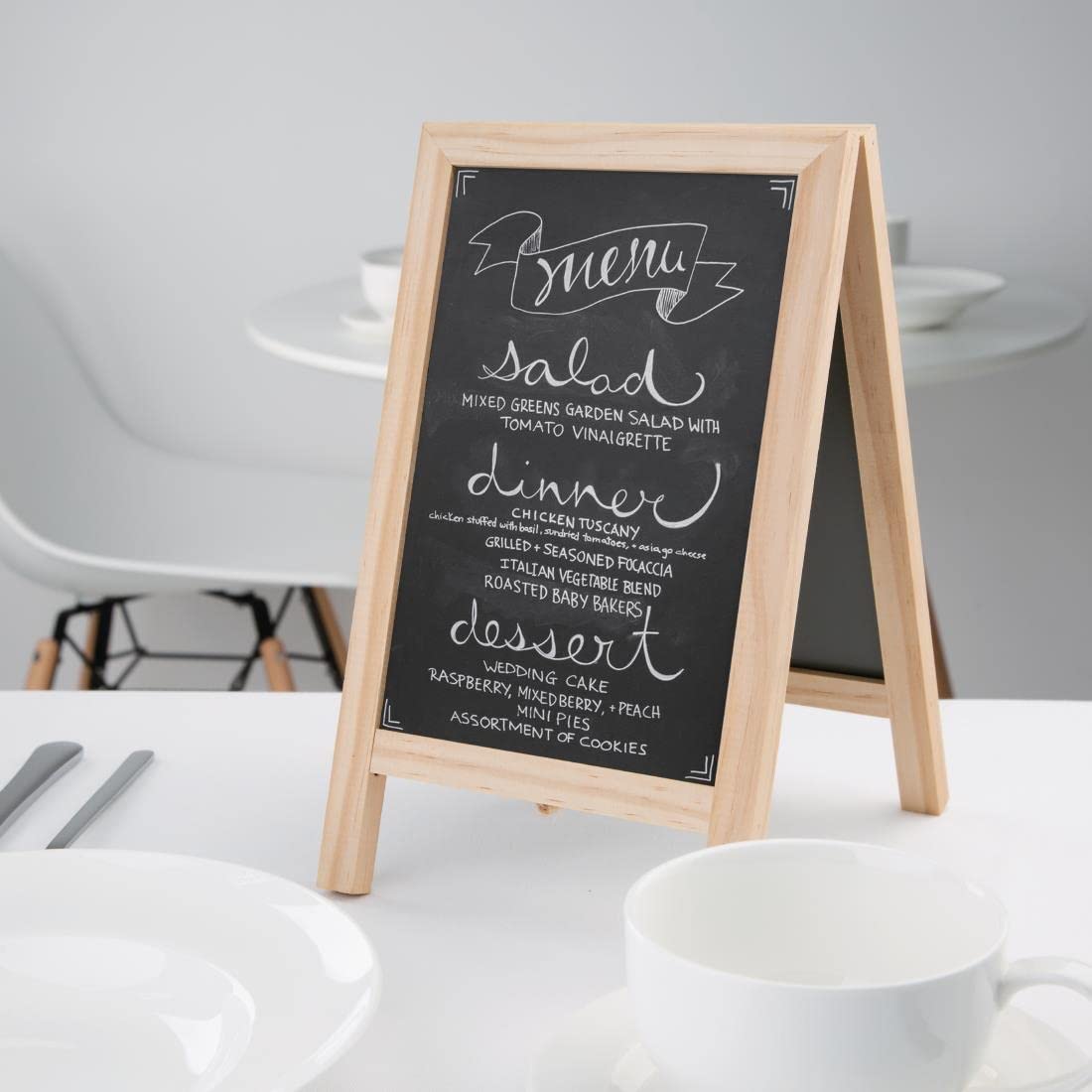 Olympia Mini Folding Menu Board - Self-Standing Wood Display | 250x150mm | Includes Chalk & Marker 5
