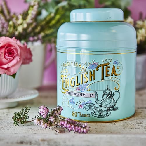 New English Teas Vintage Victorian Mint-Green Tea Caddy with 80 English Breakfast Teabags 15