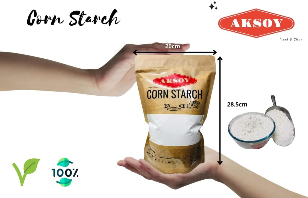 AKSOY 100% Pure Corn Starch | 1.25 KG Resealable Pouch | Non-GMO, Vegan Thickener for Gravy, Sauces, Baking & Puddings