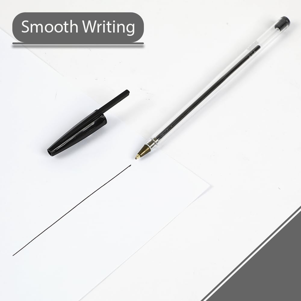 ANSIO Black Ballpoint Pens - Medium 1.0mm Tip, Smooth Writing, Pack of 20 3