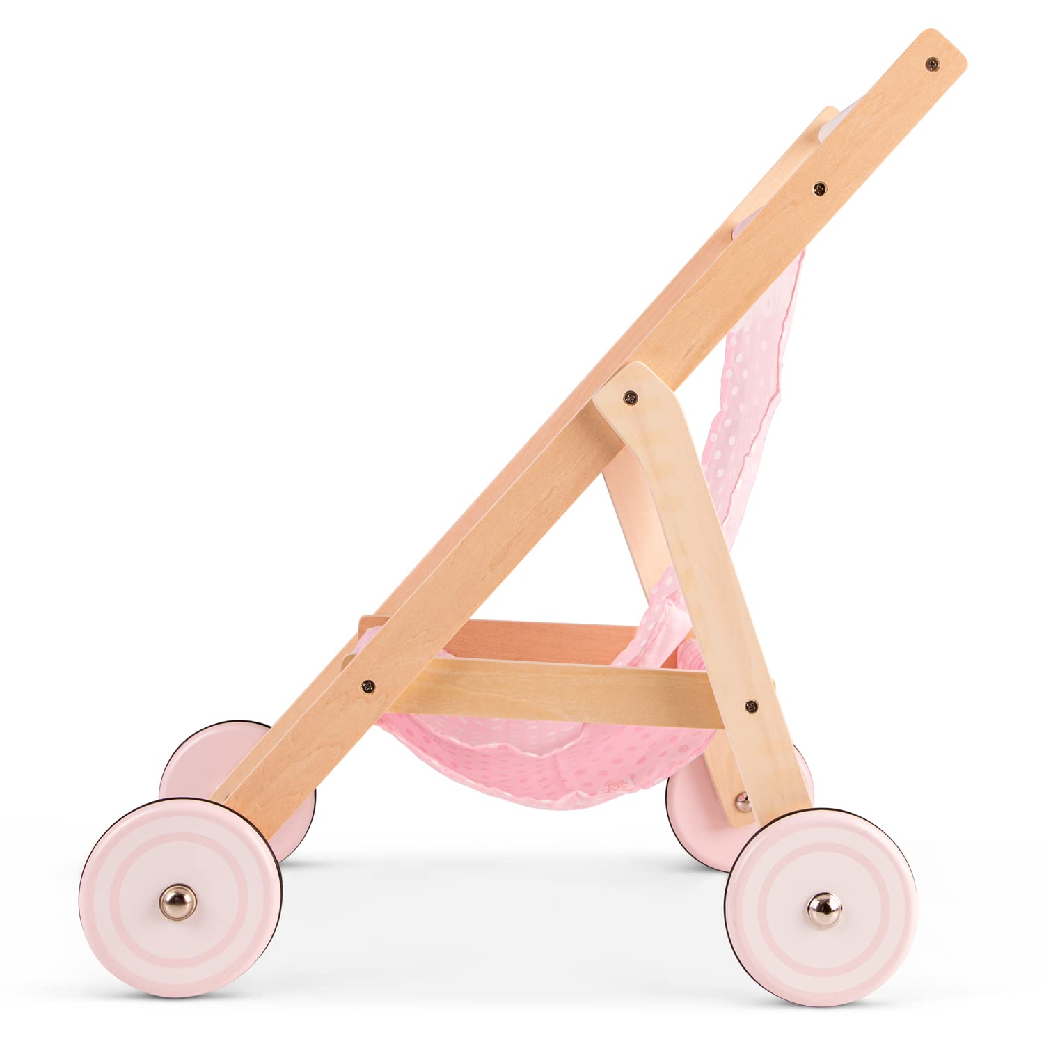 New Classic Toys Wooden Doll Stroller for Children 36 Months and Up - Pink/Natural 2