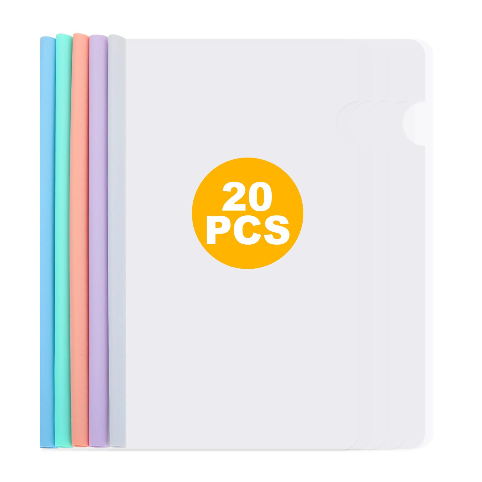 ASelected Report Covers - 20 Pcs A4 Sliding Bar Binding Covers | Holds 60 Sheets | PP Material