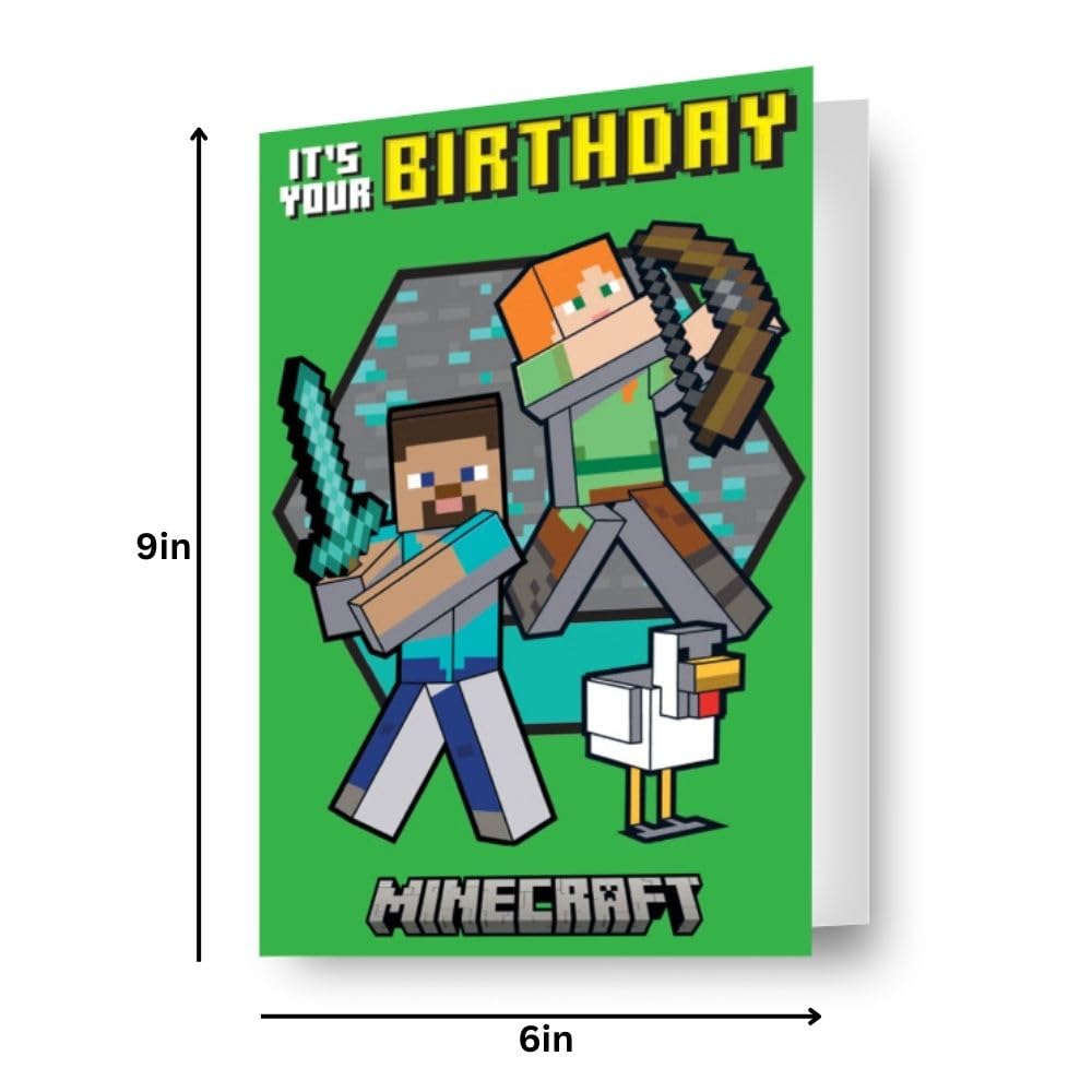 Danilo Promotions LTD Minecraft Birthday Card - 3D Lenticular Effect | A5 Size | Multi Color