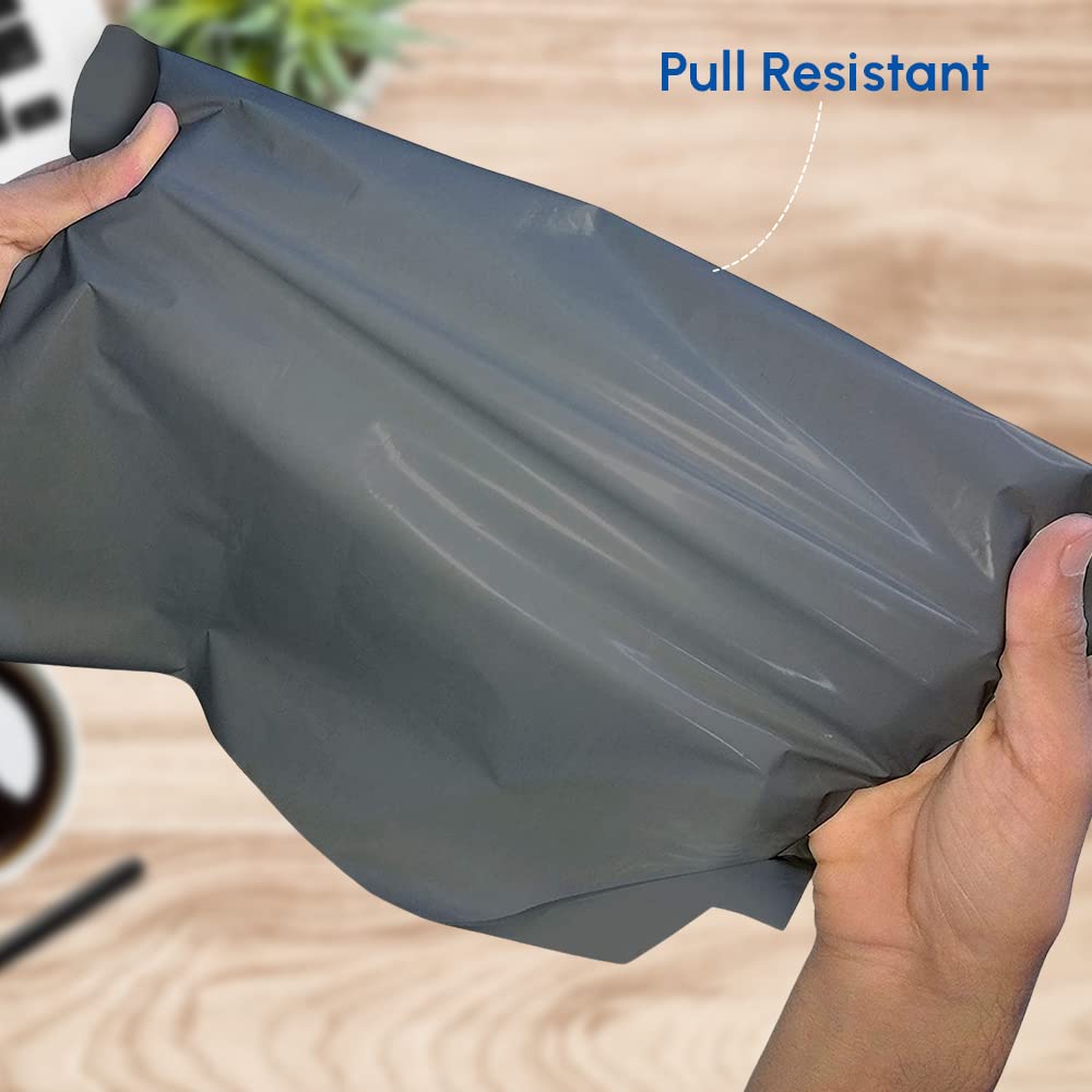 1ABOVE Grey Poly Postal Self Seal Bags - 50 Pack, 10x14 Inch, Water Resistant 5