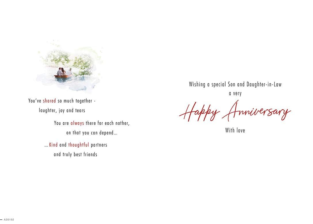 Piccadilly Greetings Traditional Anniversary Card for Son & Daughter in Law | Light Blue | 9 x 6 inches