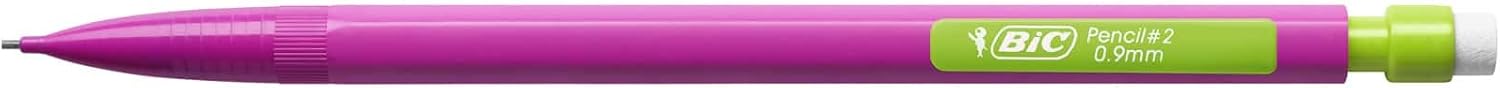 BIC Matic HB Mechanical Pencils and Eraser, Assorted Barrel Colours with Fine Point (0.9 mm), Pack of 12 3