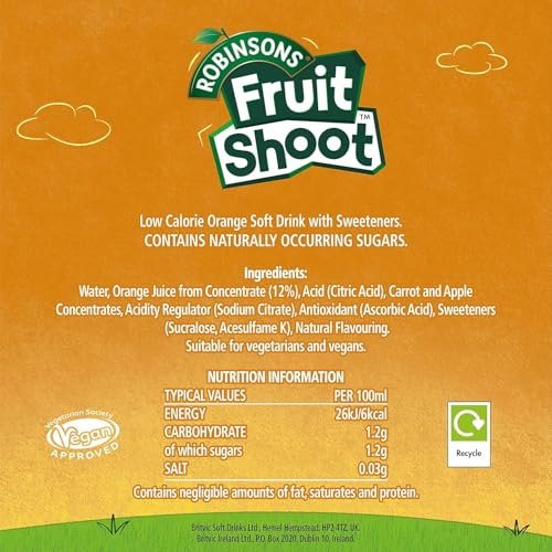Robinsons Fruit Shoot Orange Fruit Juice Drink, 8 x 200ml Bottles