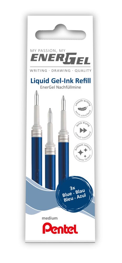 Pentel LR7-3C Refill for EnerGel Pens - Pack of 3, Blue