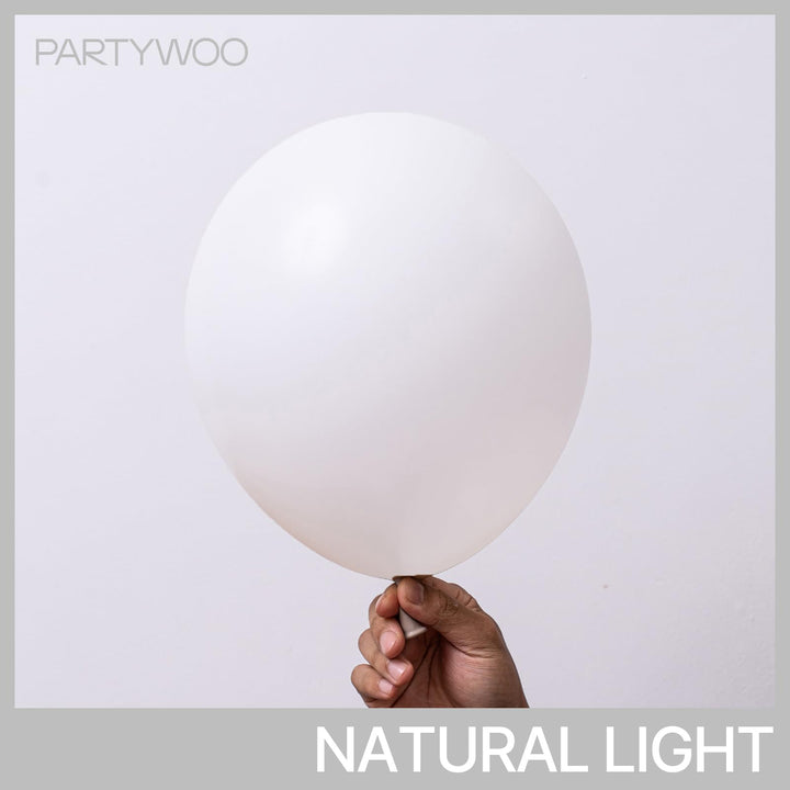 PartyWoo White Balloons 102 pcs - 18, 12, 10, 5 Inch Latex Balloon Set for Party Decorations