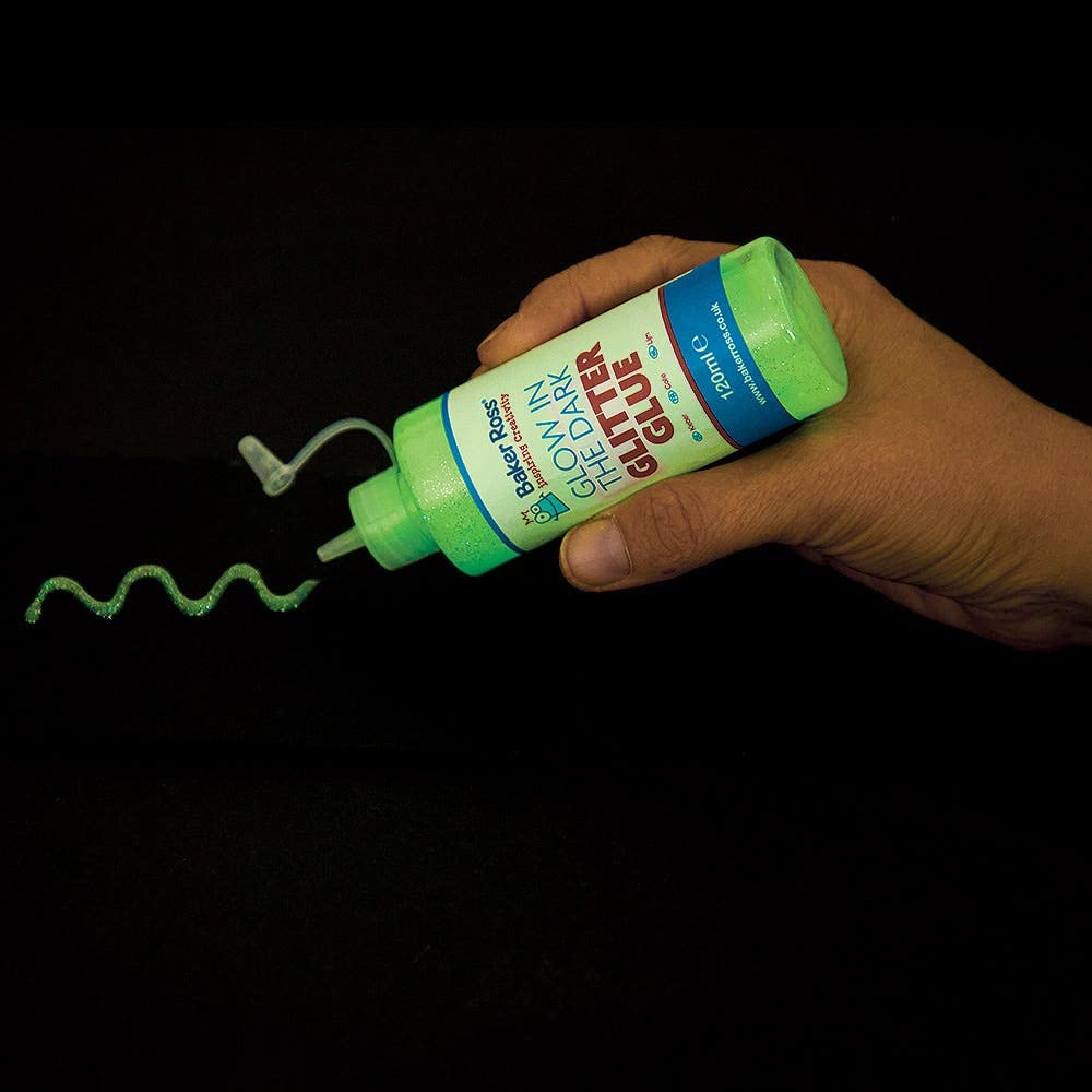 Baker Ross FX132 Glow in the Dark Glitter Glue - 120ml Craft Adhesive for Kids 2