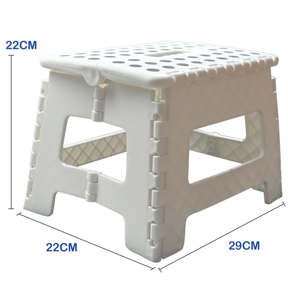 Armo Home Folding Step Stool - 40cm Height | 150kg Capacity | White Metal