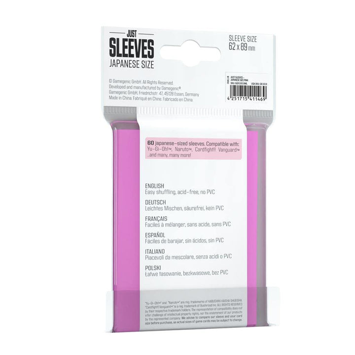Gamegenic Just Sleeves Japanese Size Pink (60 Sleeves)