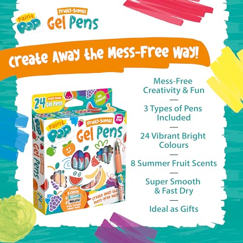 Paint Pop Fruity Scents Gel Pens - 24 Count Set with Glitter, Shimmery Metallic & Classic Finishes 2
