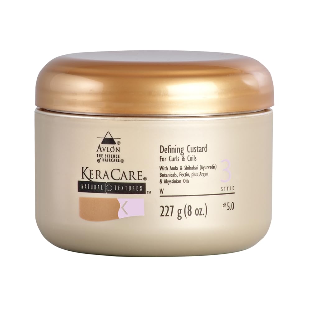 KeraCare Natural Textures Defining Custard - Superior Curl Definition, Botanical Enriched, Long-Lasting Hold | 227g / 8 oz