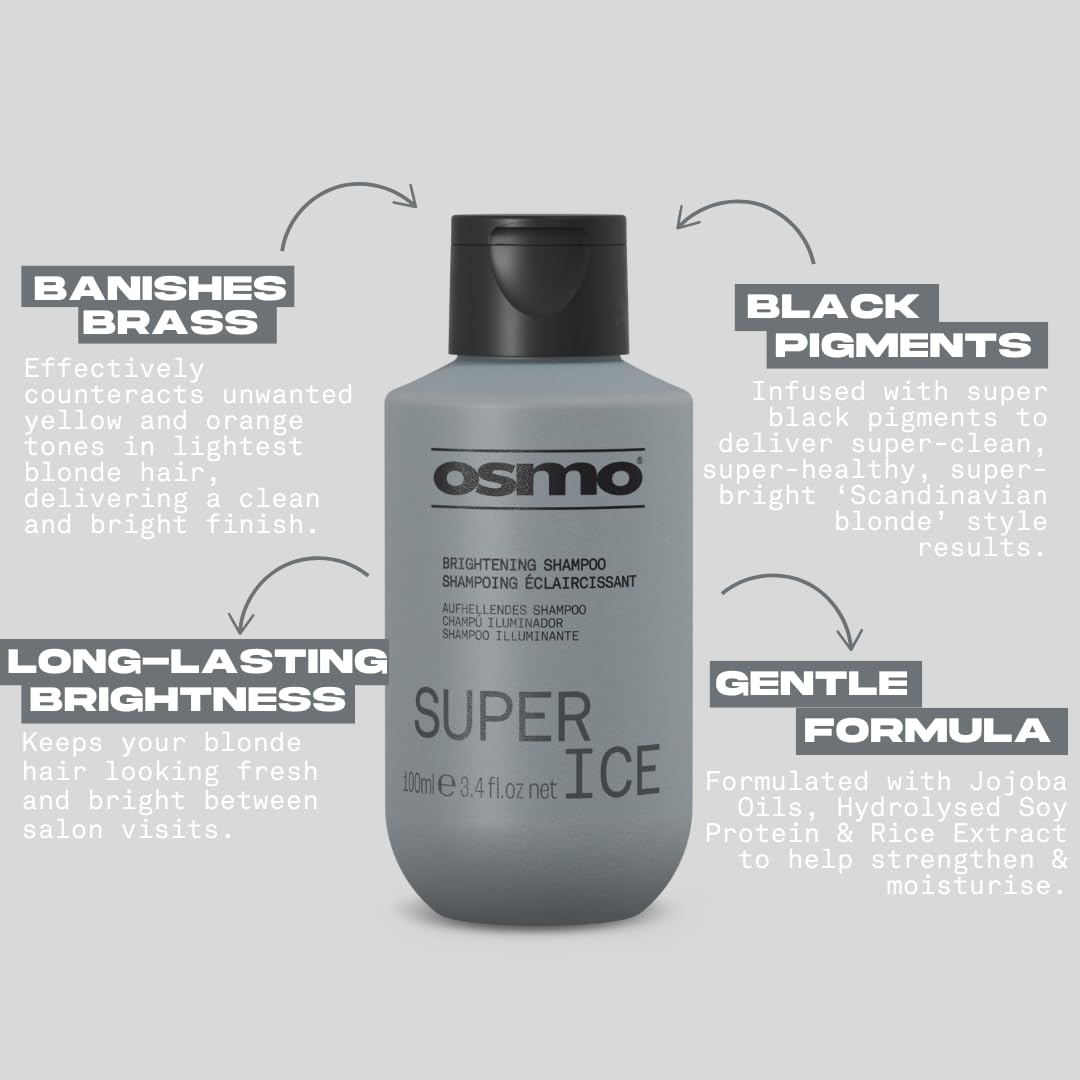 Osmo Super Ice Shampoo - Neutralises Brassy Tones | Vegan, Sulphate-Free | 100 ml