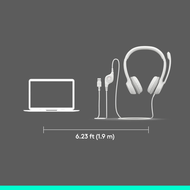Logitech H390 Wired USB Headset with Noise-Cancelling Mic for PC, Chromebook, Laptop - Stereo Sound, In-line Controls, 1.9m Cable