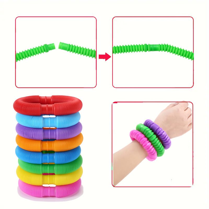 RAM ONLINE Pop Fidget Tubes - 20 Pack Colourful Sensory Toy for Stress Relief & Focus | Plastic 3