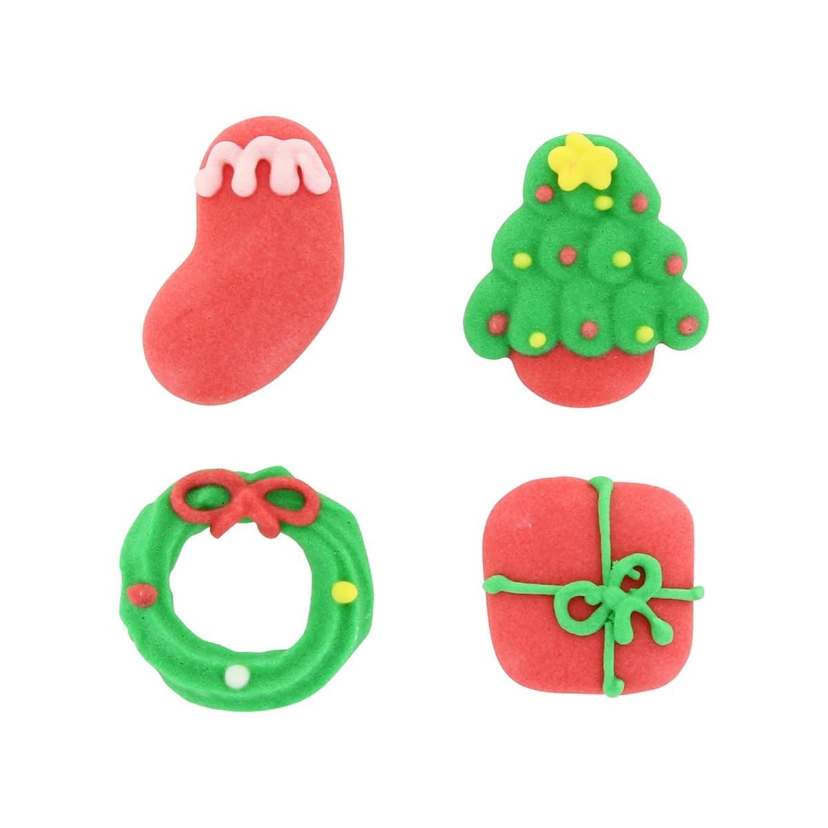 Culpitt - Christmas Icons Sugar Pipings Edible Royal Icing Cake & Cupcake Toppers Festive Red and Green 2