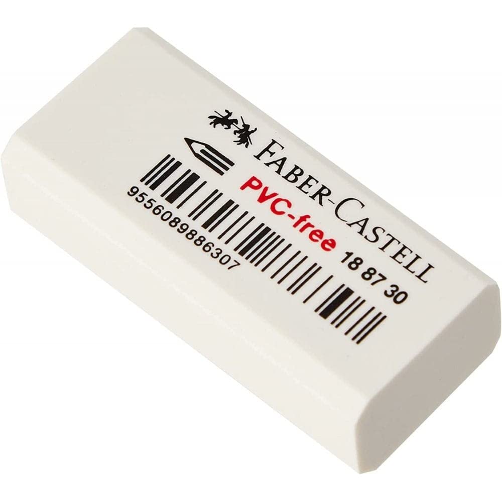 Faber-Castell PVC-Free Eraser - Dust-Free Smudge-Free Erasing | White Rubber | 41x11x18mm