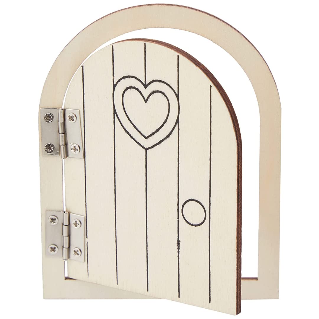 Baker Ross AR220 Wooden Fairy Doors for Kids Crafting | Pack of 4 | 8.5 x 11.5 cm Plywood 3