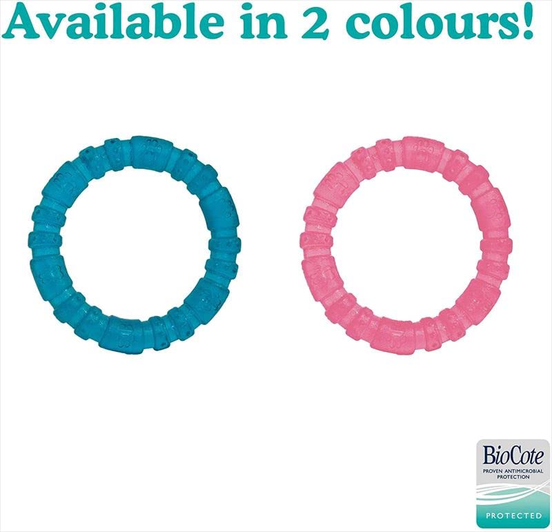 Rosewood Biosafe Puppy Ring - Antimicrobial Chew Toy for Teething Puppies | Small Size | Blue 8