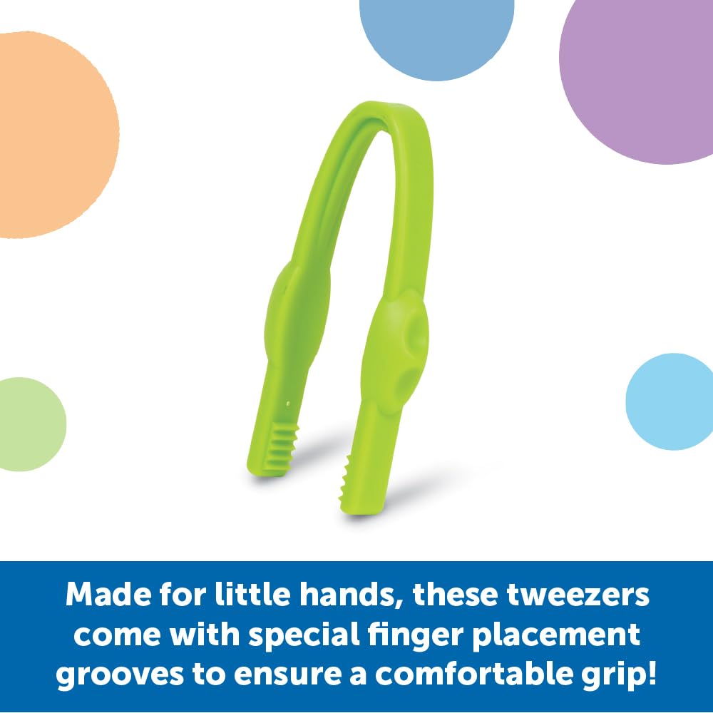 Learning Resources Easy-Grip Tweezers - Fine Motor Skills Toy for Ages 2+ | Set of 12 3