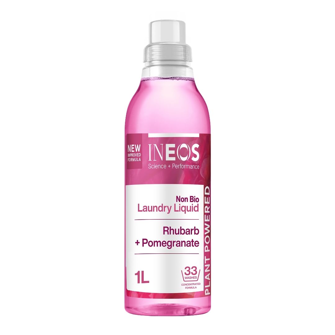Ineos Next-Gen Non Bio Laundry Washing Liquid Detergent - 33 Washes | 1L | Rhubarb & Pomegranate