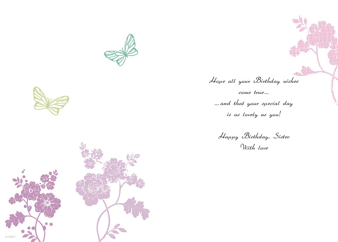 Piccadilly Greetings Traditional Birthday Card Sister | 9 x 6 Inches | Multi-coloured
