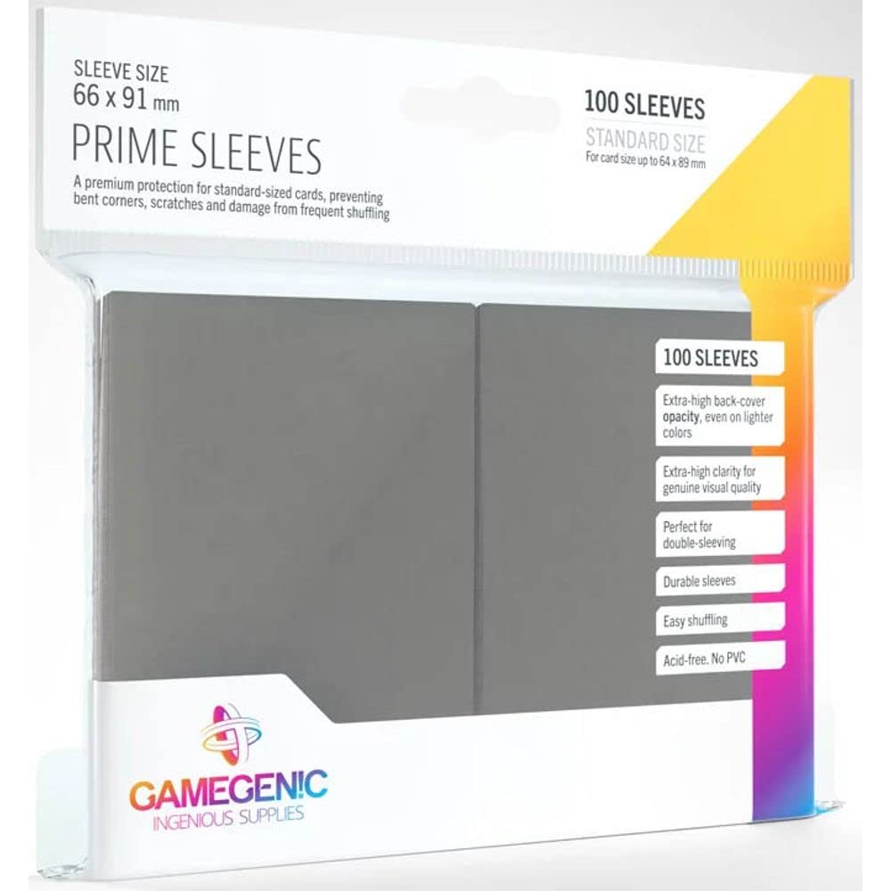 Gamegenic Prime Sleeves - Matte Grey Trading Card Sleeves (100-Pack, 66 x 91mm Standard)