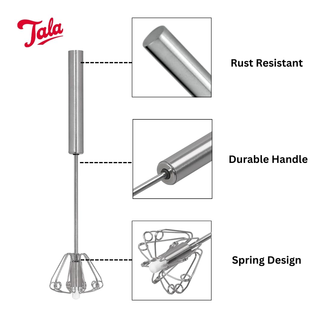 Tala Stainless Steel Spring Action Whisk – Durable, BPA-Free, Dishwasher Safe | 31 cm Length 6