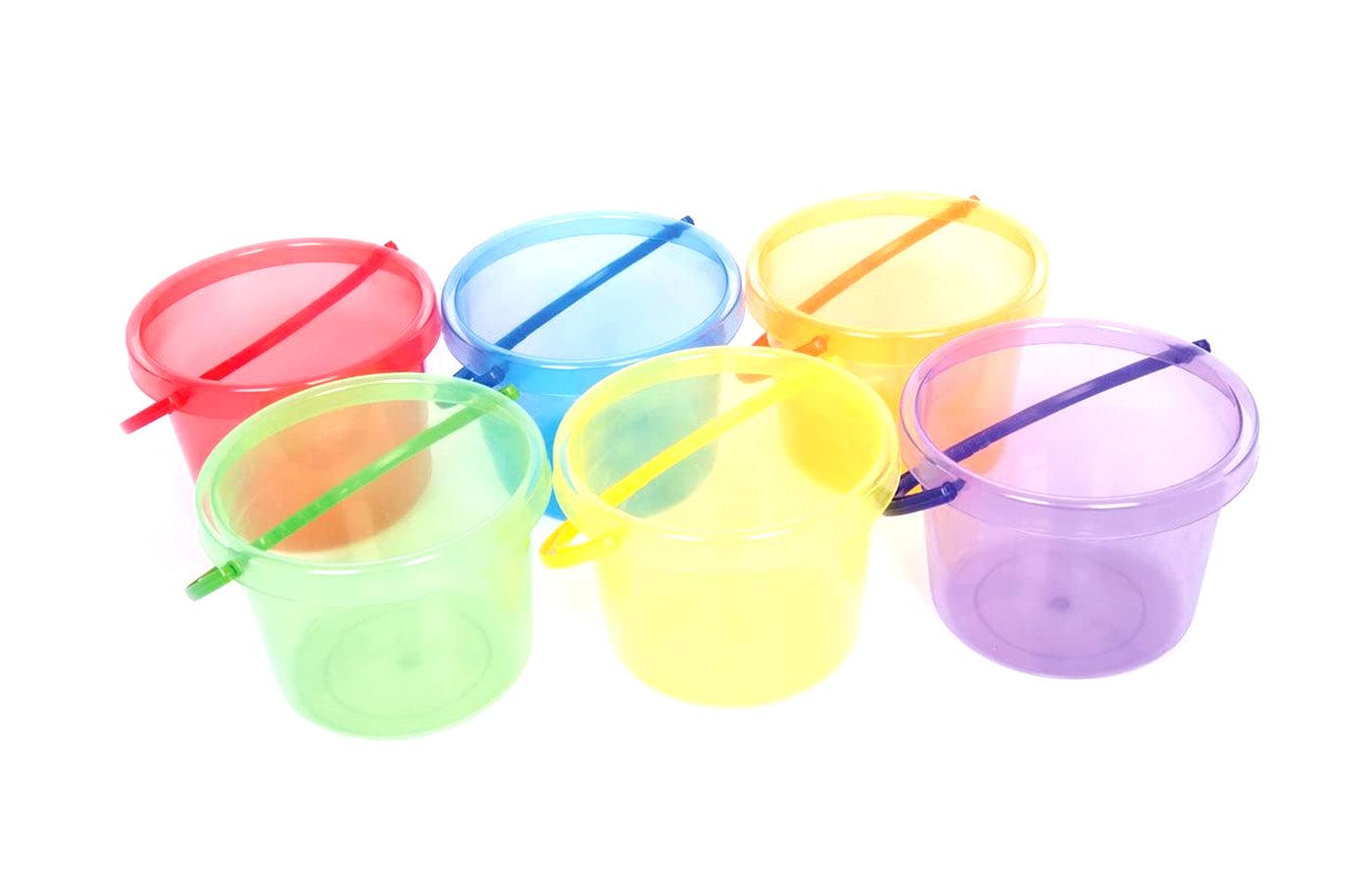 tickit 73101 Bucket Set - 6 Translucent Rainbow Buckets for Sand & Water Play | 16.2cm Diameter
