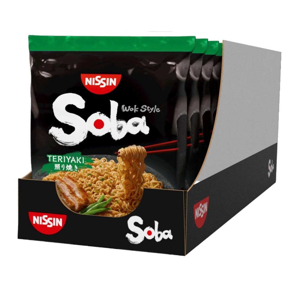 NISSIN Soba Wok Style Teriyaki Flavoured Instant Noodles - 110 g Packet (Pack of 9) 1