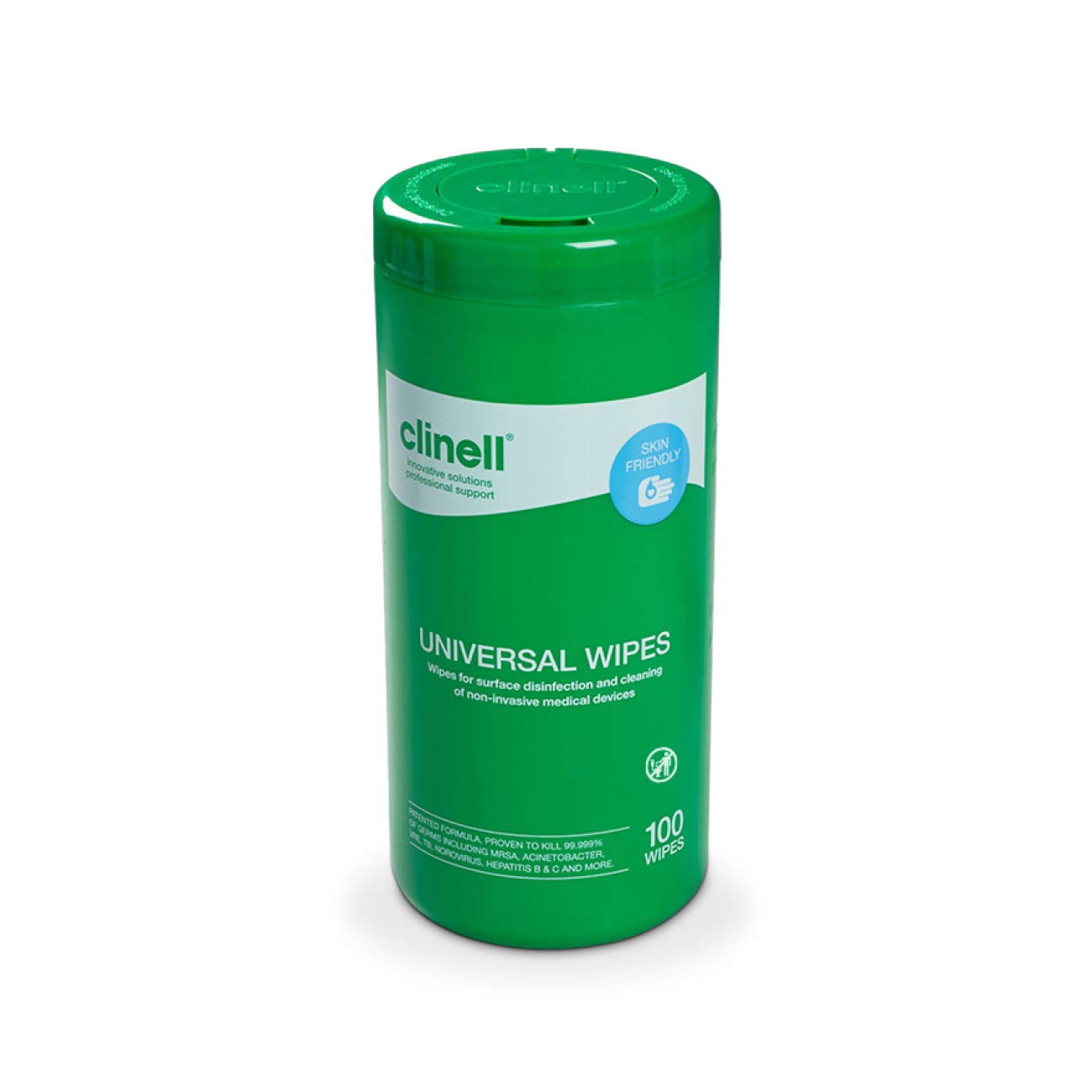 Clinell Universal Cleaning and Disinfectant Wipes for Surfaces - Tub of 100