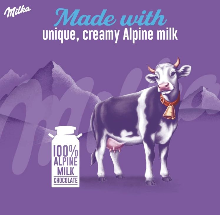 Milka Happy Cows Alpine Milk and White Chocolate Bar, Chocolate Harmony, 90g