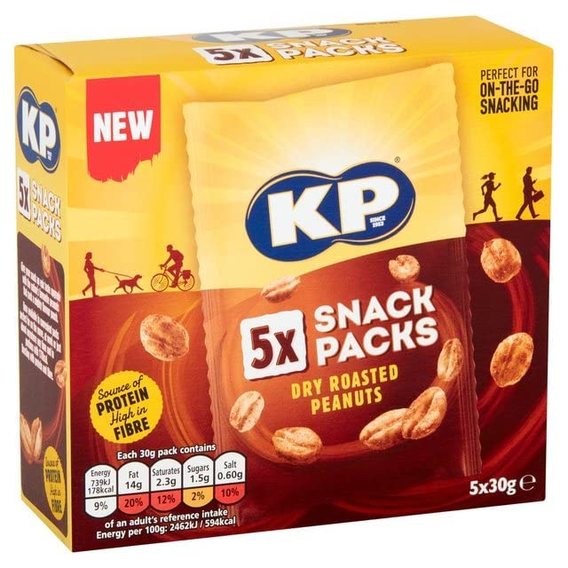 KP Dry Roasted Peanuts Multipack - High in Fibre, Vegetarian Snack
