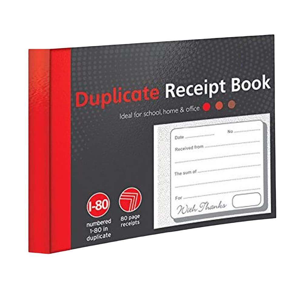 1ABOVE Duplicate Receipt Book - 80 Numbered Pages | Half Size (5"x4") | Duplicate Copy Record Keeping 1