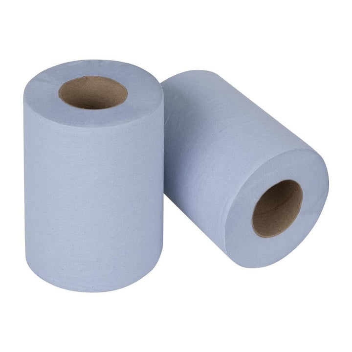 Nisbets Essentials Centrefeed Blue Roll 2-Ply, 80m (Pack of 2)